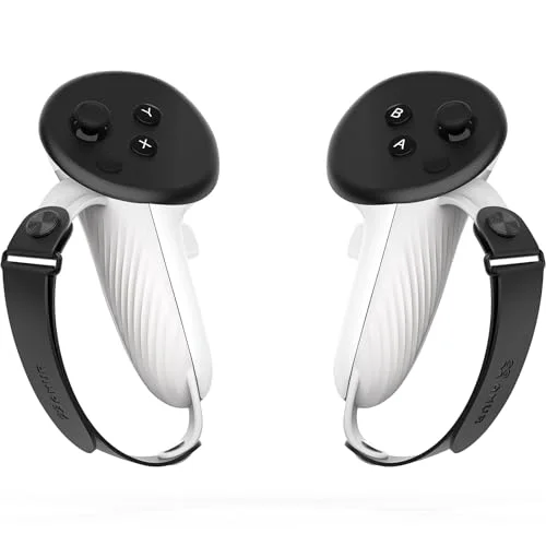 Amvr Controller Grips Compatible With Meta/oculus Quest 3/quest 3s, Silicone Accessories Non-Slip Handle Cover, Adjustable Soft Hand Strap Fits Small and Medium Hands (not Fit Official Charging Dock Battery)