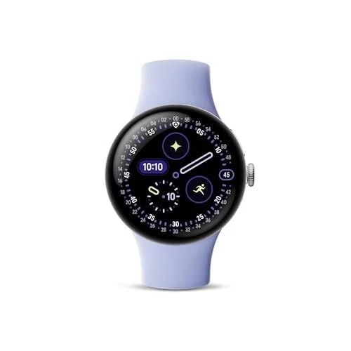 Google Pixel Watch 4 (41mm) - Android Smartwatch - Heart Rate and Sleep Tracking - 30-Hour Battery - Fitness Tracking - Google AI - Polished Silver Aluminum Case - Iris Active Band - LTE (2025 Model)