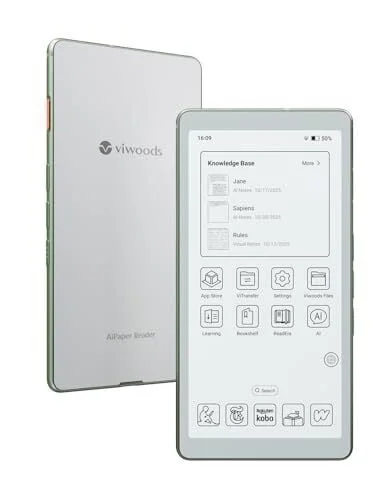 VIWOODS 6.13&rsquo;&rsquo; Carta1300 AiPaper Reader with 4G Connectivity, Ultra-Thin & Light E Ink eReader Device, AI Integrated, 300PPI, Adjustable Front Light, 128GB Storage