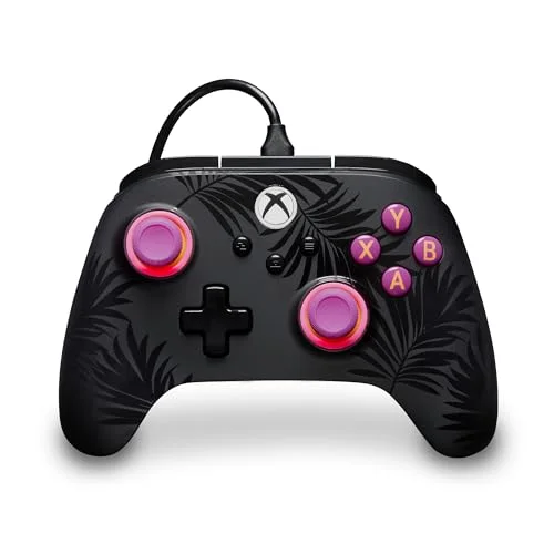 Powera Advantage Plus Wired Controller for Xbox Series X|s - Moonlit Palms, Officially Licensed, Adjustable Height Thumbsticks, Hall Effect, Mappable Buttons, Works With Xbox One and Windows 10/11 Pc