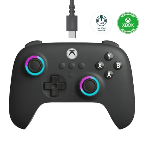 8bitdo Ultimate C Wired Controller for Xbox With Hall Effect Joysticks and Triggers, Rgb Lighting Fire Ring, Compatible With Xbox Series X|s, Xbox One, Windows 10/11 - Officially Licensed (dark Gray)