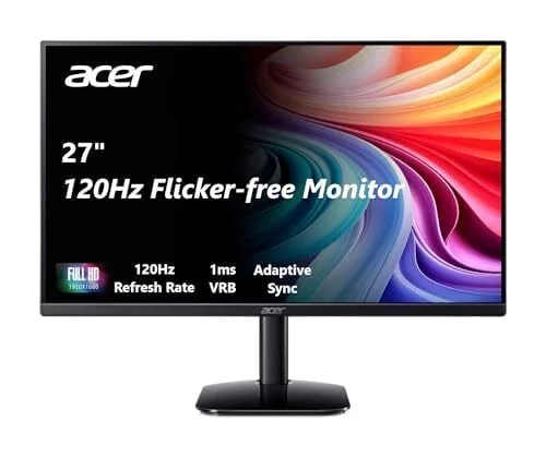 acer KB272 G0bi 27" IPS Full HD (1920 x 1080) Zero-Frame Gaming Office Monitor | Adaptive-Sync Support (FreeSync Compatible) | Up to 120Hz Refresh | 1ms (VRB) | sRGB 99% | Tilt | HDMI & VGA Ports