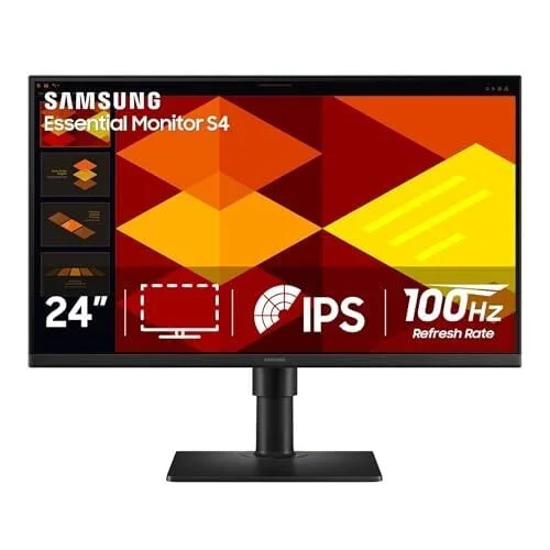 Samsung 24&rdquo; (S40GD) Borderless Business Monitor with IPS Panel, 100Hz Refresh Rate, Eye Saver Mode, Ergonomic Design, Game Picture Mode, LS24D402GANXGO, 3 Yr Warranty