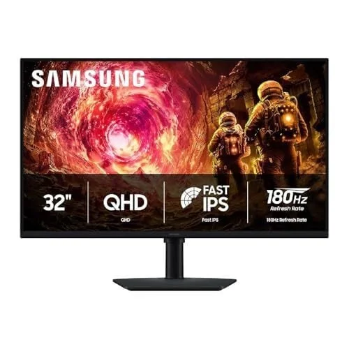 Samsung 32&rdquo; Odyssey G5 G50F QHD Resolution Gaming Monitor, 180Hz Refresh Rate, Fast IPS Panel, HDR10, NVIDIA G-Sync Compatible, 1ms Response Time (GtG), AMD FreeSync&trade;, Adjustable Stand, LS32FG502ENXZA