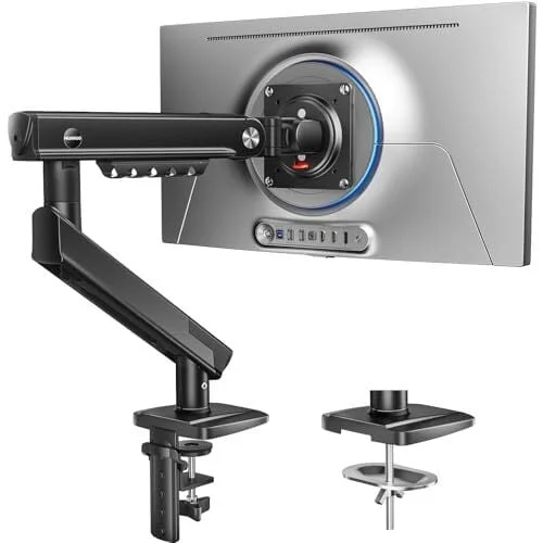 HUANUO FlowLift&trade; Pro Monitor Arm for 13&ndash;32" Screens, MechaSpring Monitor Mount, Fully-Adjustable Monitor Stand with Tilt/Swivel/Rotation, Tool-Free VESA Mount, C-Clamp/Grommet Base, Max Load 19.8 lbs