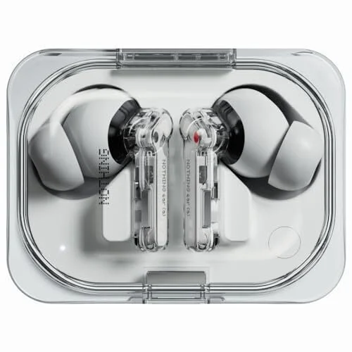 Nothing Ear (a) Wireless Earbuds with ChatGPT Integration, 45dB Hybrid Noise Cancelling Earbuds, Hi-Res Audio, Advanced Equaliser, Dual Connect, 6 Mics, 42.5H Playtime Earbuds Wireless Bluetooth White