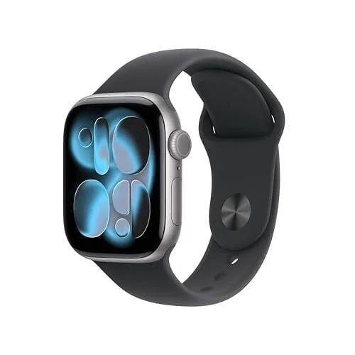 Apple Watch Series 11 [GPS 42mm] Smartwatch with Space Grey Aluminium Case with Black Sport Band - S/M. Sleep Score, Fitness Tracker, Health Monitoring, Always-On Display, Water Resistant