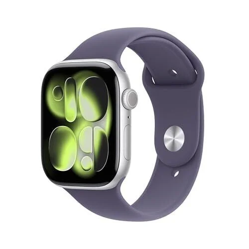 Apple Watch Series 11 46mm GPS Smartwatch (Silver Aluminum Case, Purple Fog Sport Band)