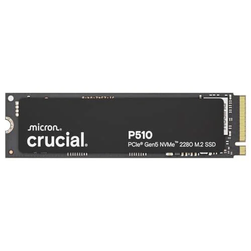 Crucial P510 1TB Gen5 NVMe SSD, Up to 11,000 MB/s, PCIe 5.0 M.2 2280 SSD, Internal Solid State Drive, Compatible with Laptop, Desktop, +Acronis Software - CT1000P510SSD8-01