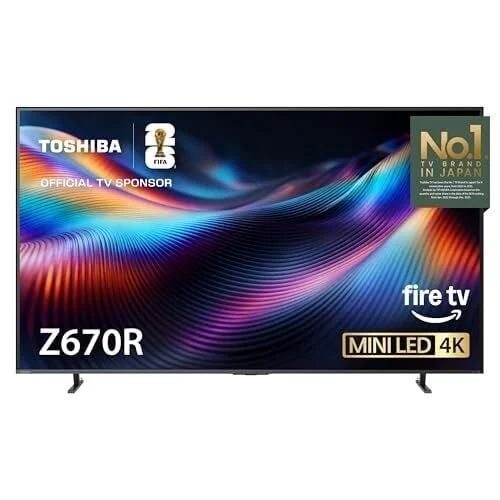 Toshiba 75" Z670 Series Mini-LED 4K UHD Smart Fire TV (75Z670R, 2026 New) - QLED, Native 144Hz, HDR10+, Dolby Vision IQ, REGZA Engine Zri, Dolby Atmos, Game Mode Pro, Alexa Built-in, Japan Quality