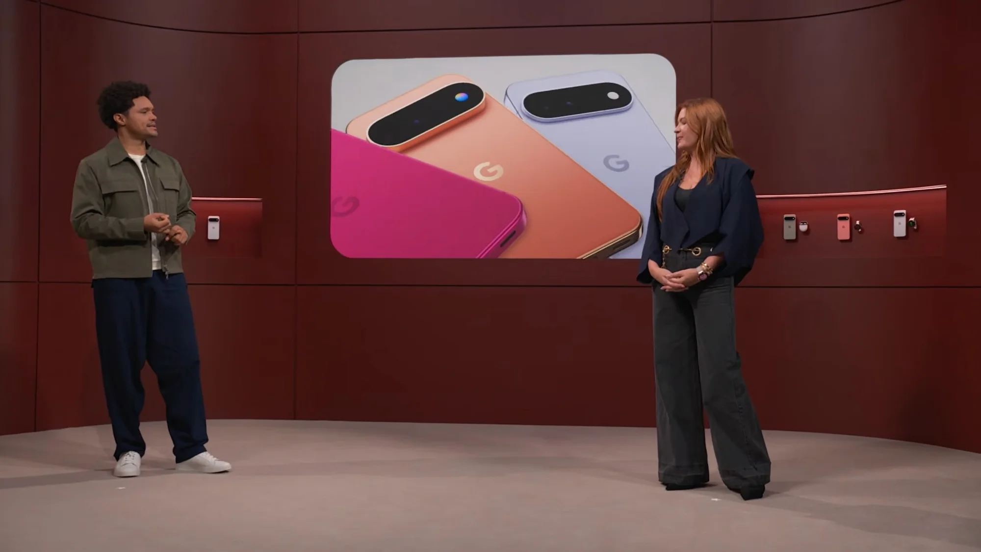 Trevor Noah and Isabelle Olsson at the Made by Google keynote