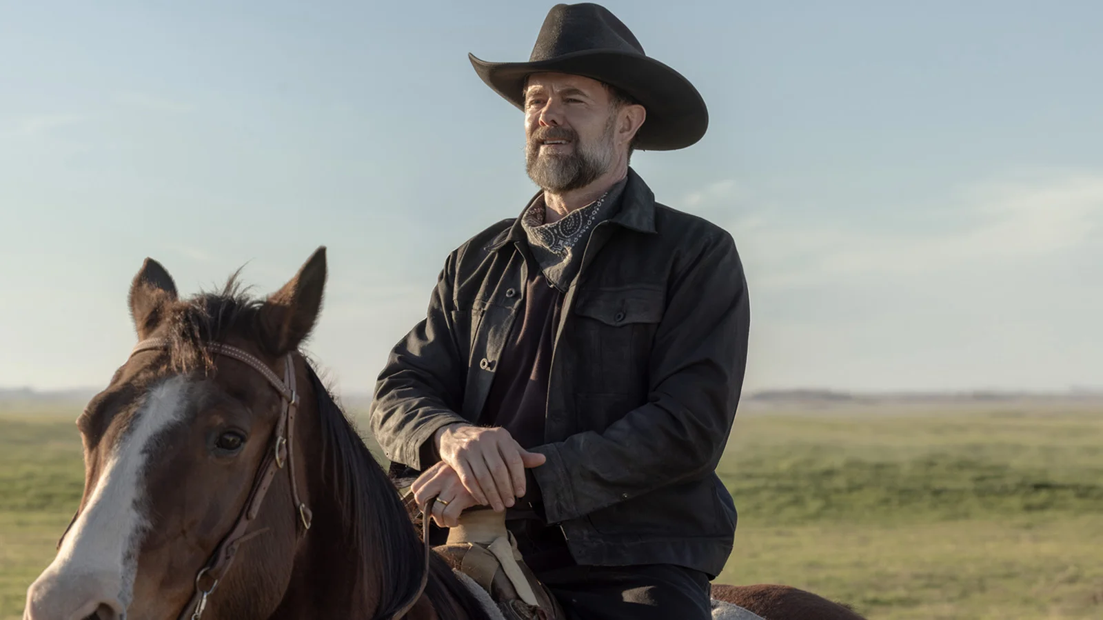 Will Macon sitting on a horse in the daytime in Lanterns season 1