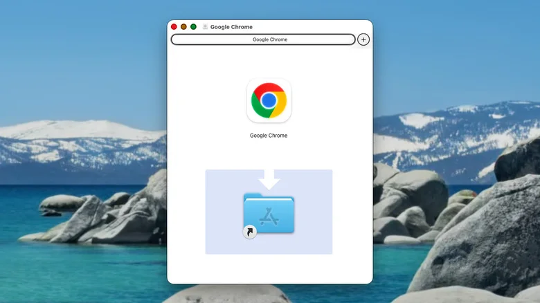 Screenshot of the Google Chrome installation DMG folder on Mac.