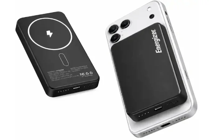 Energizer - 10,000mAh SLIM METAL 20W Magnetic Wireless Qi/Qi2.0/MagSafe PowerBank, Portable Charger, 2 Outputs, LED Display, & USB-C