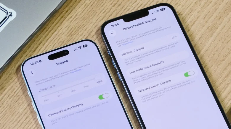 Battery Health menu on the iPhone
