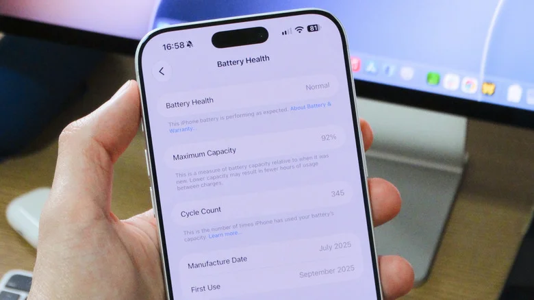 Battery Health menu on the iPhone