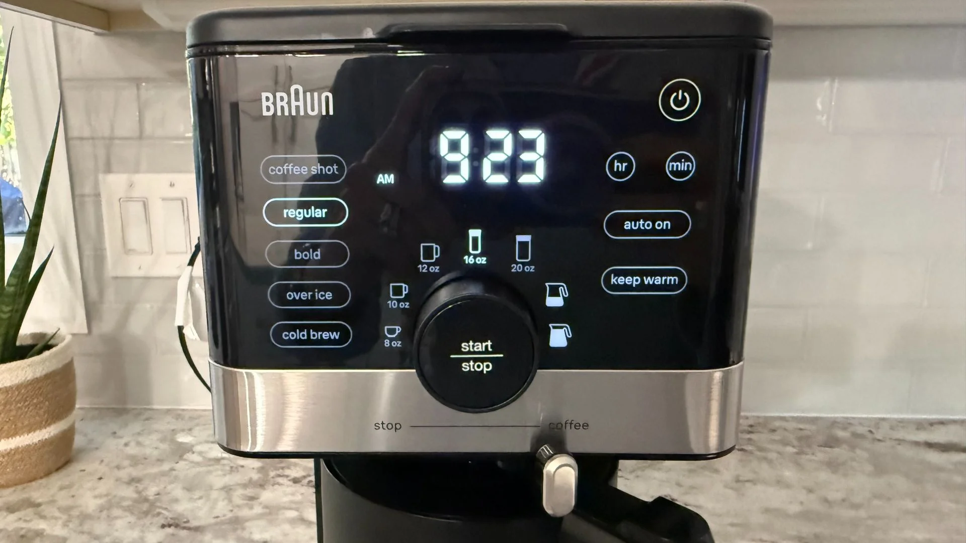 Braun OptiBrew Pro close up of touch screen