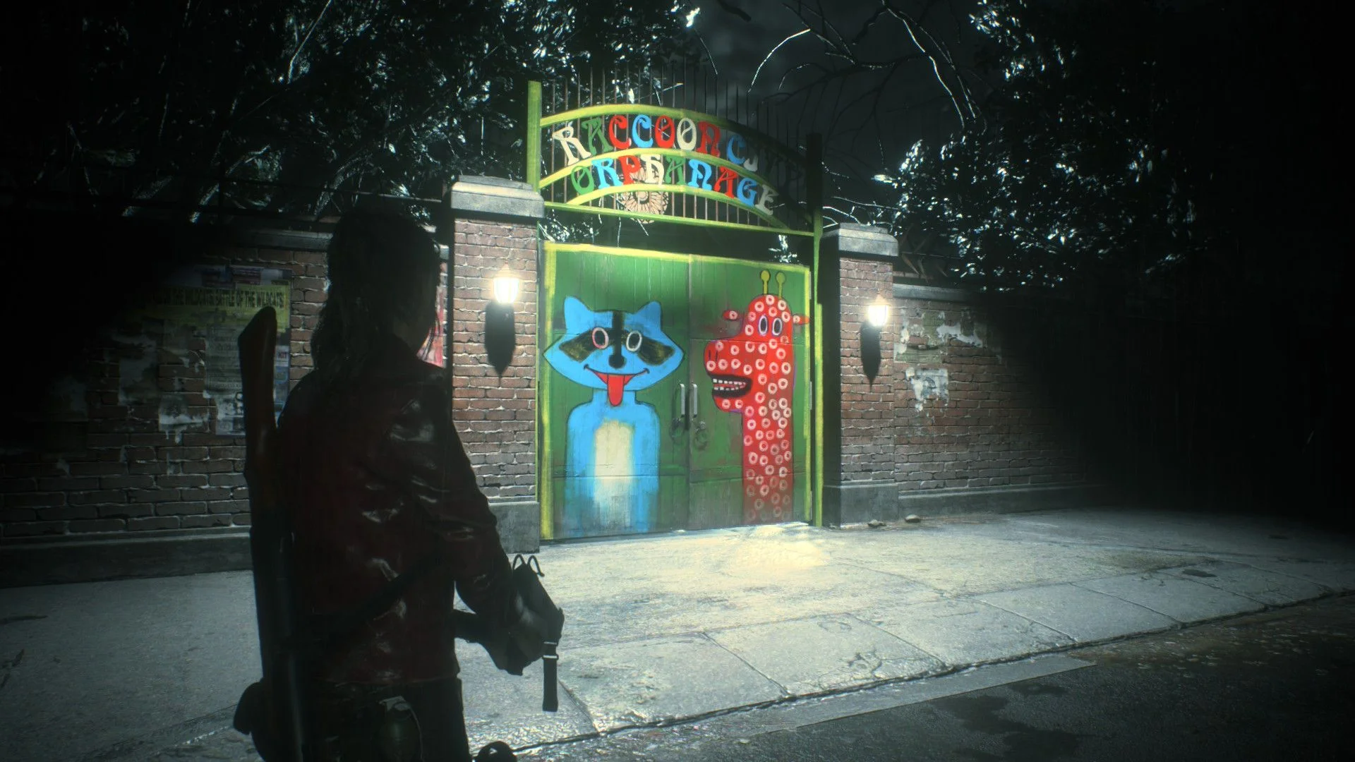 Claire approaches the orphanage in Resident Evil 2 remake on Nintendo Switch 2