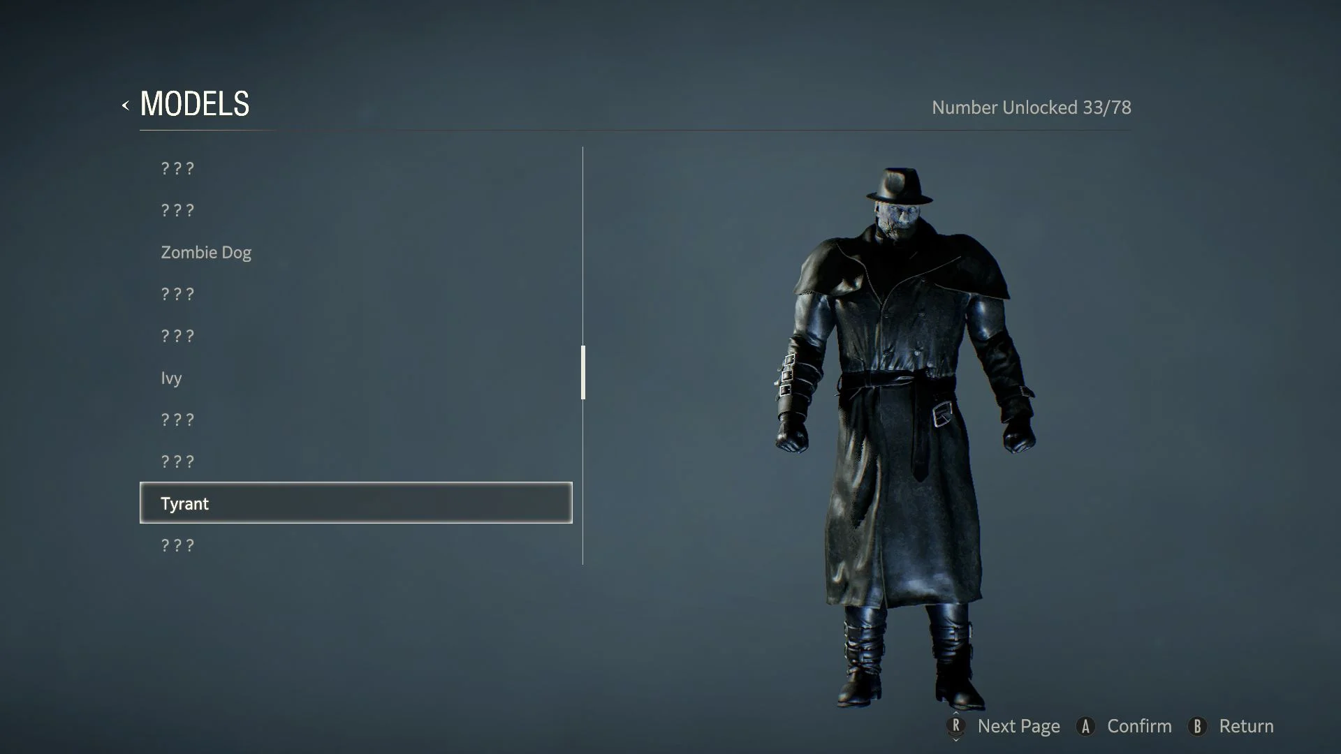 Tyrant model on display in Resident Evil 2 remake on Nintendo Switch 2