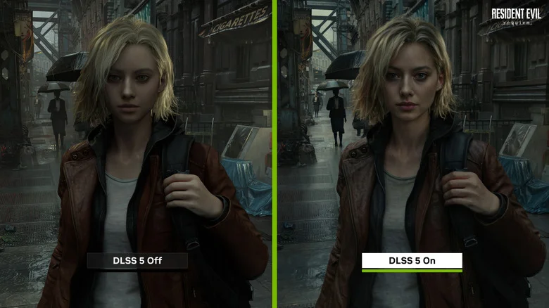 An early DLSS 5 comparison showing how the filter changes the appearance of Resident Evil Requiem protagonist Chloe.