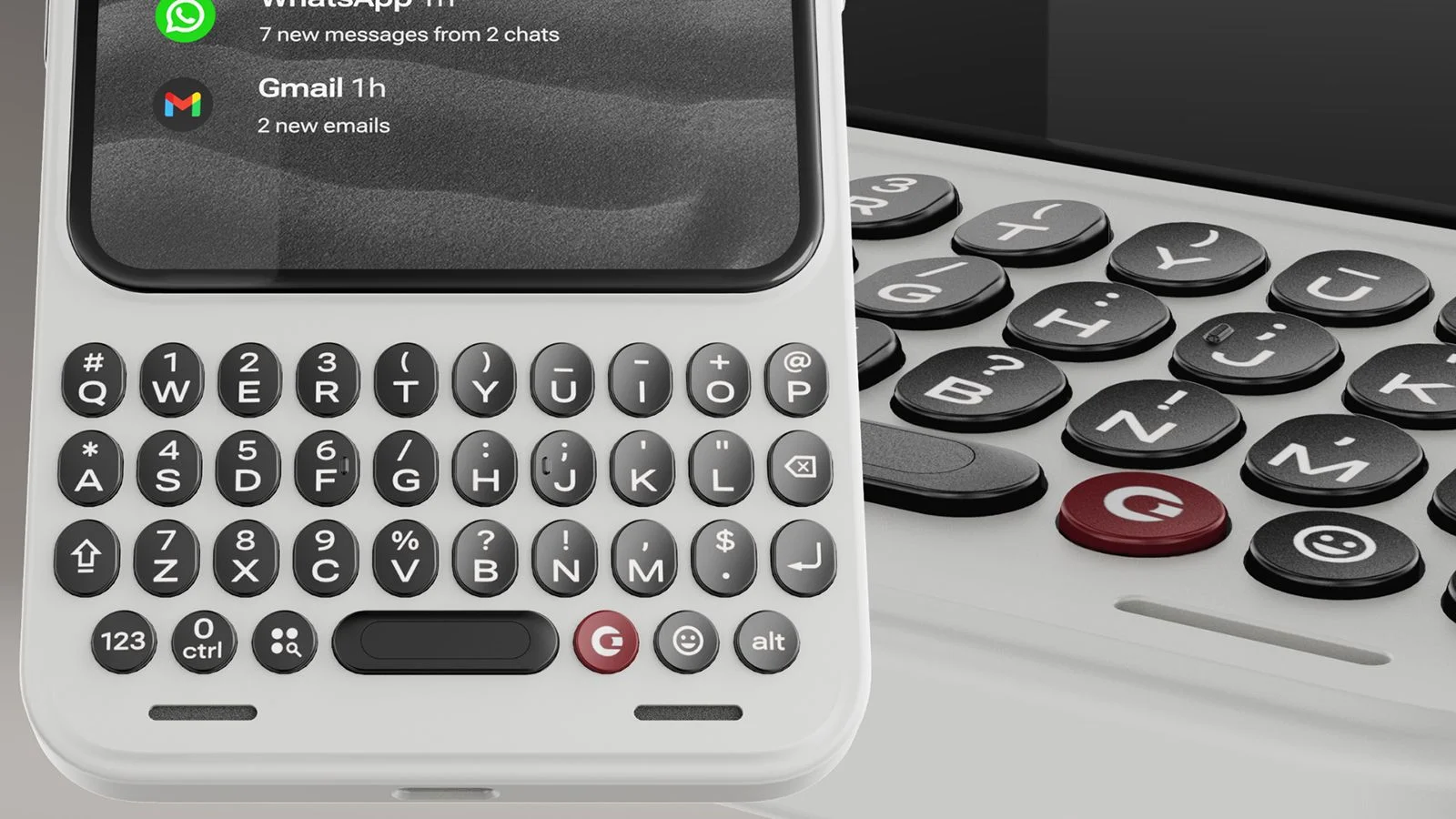 A close-up of the keyboard on a Clicks Communicator
