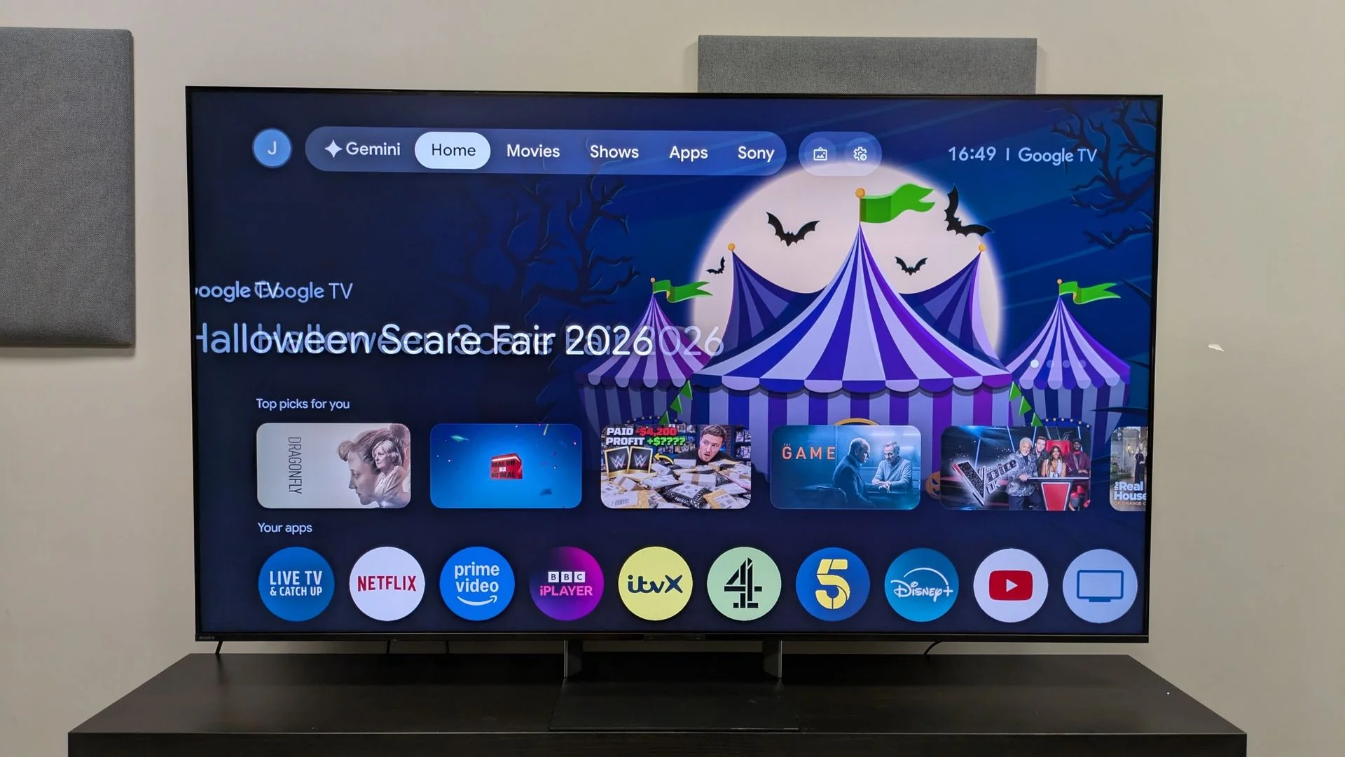 Sony Bravia 9 II with Google TV home page on screen