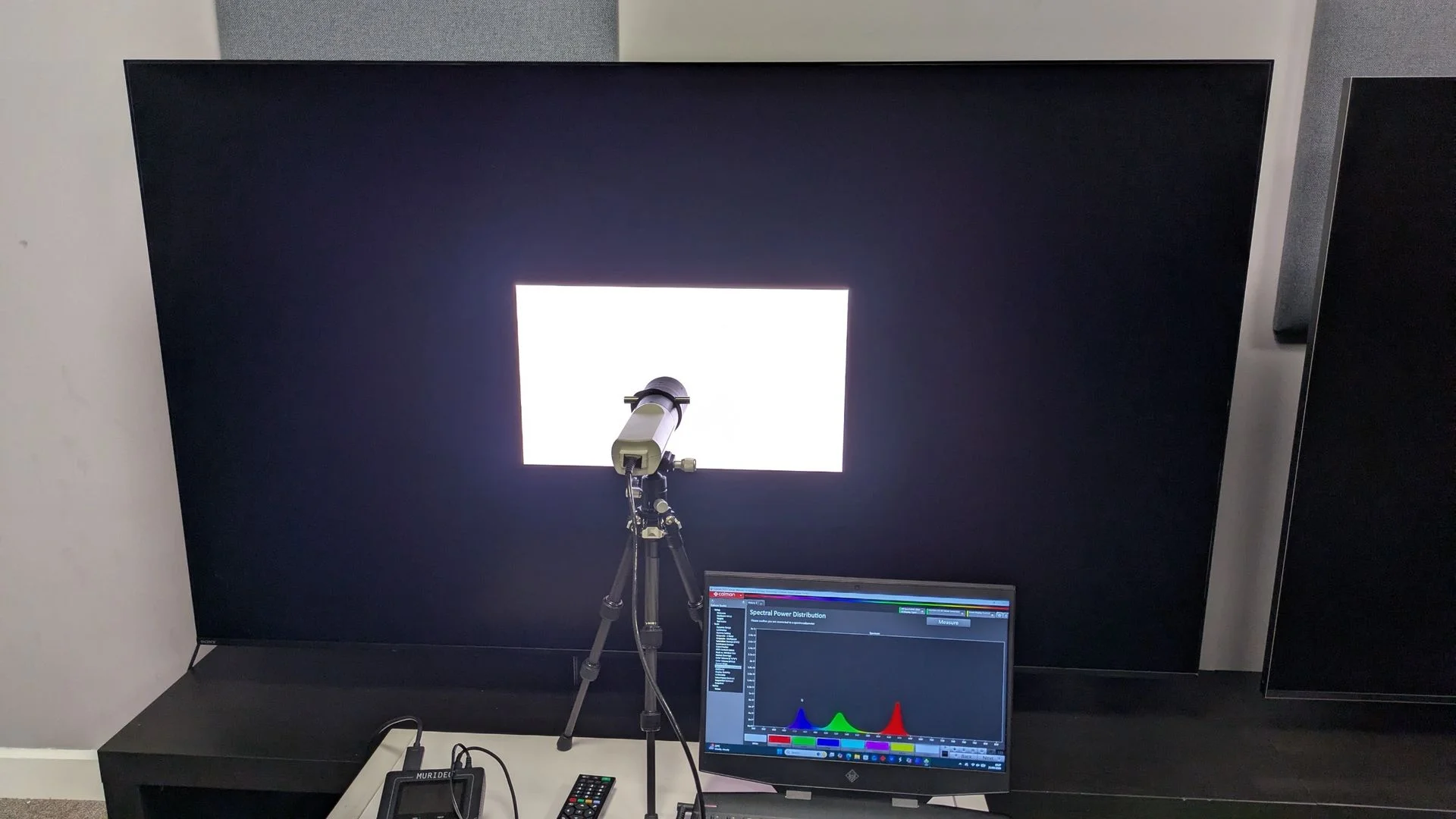Sony Bravia 9 II with white window on screen with meter in front of screen