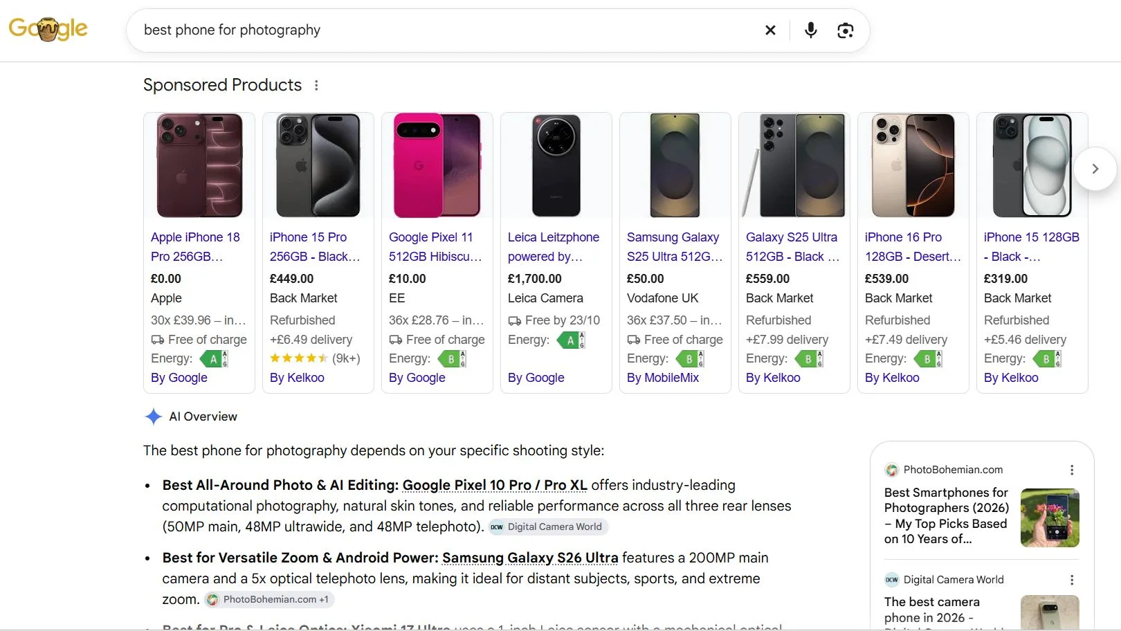 A screenshot of a search query on Google and ChatGPT