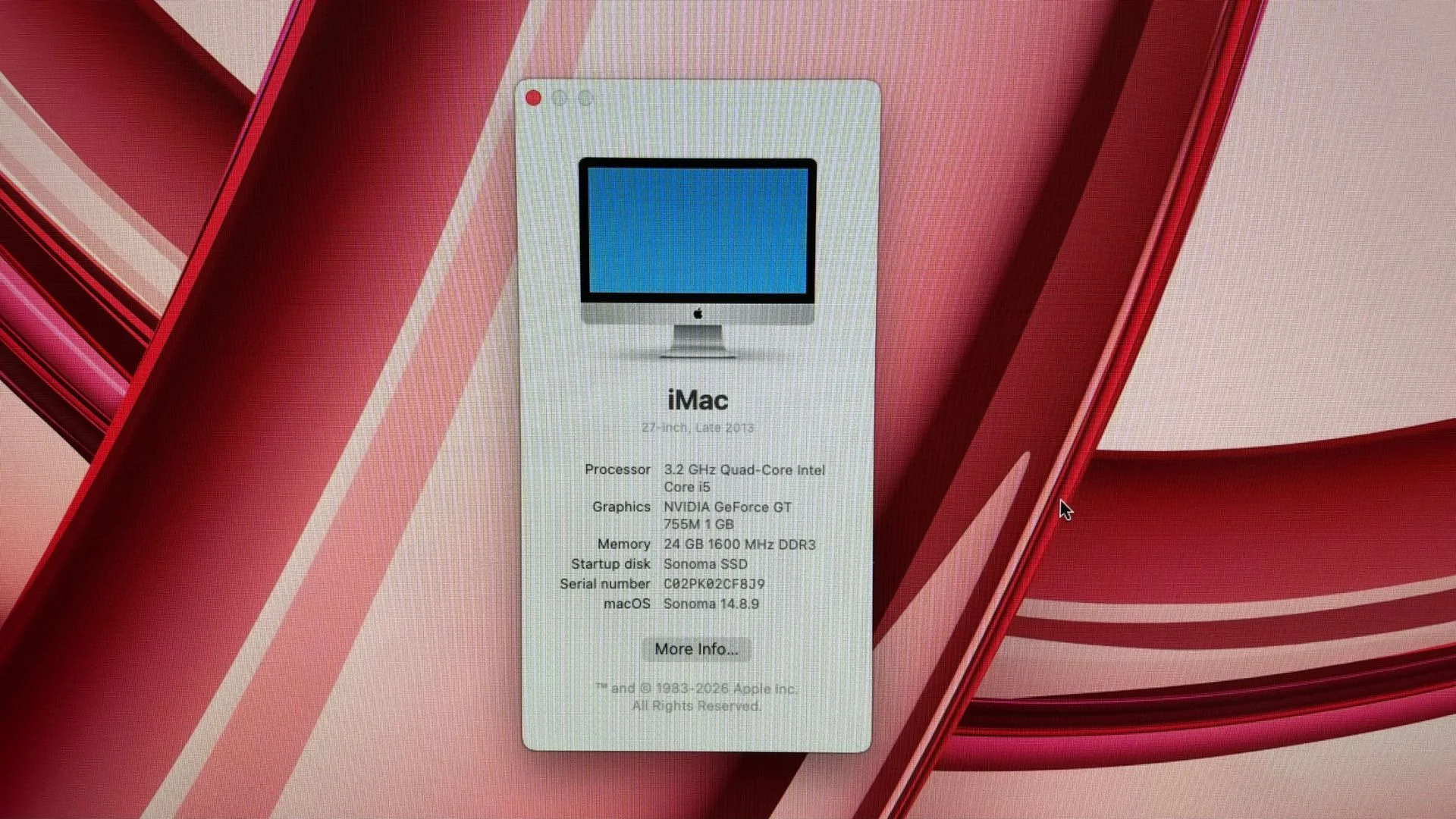 About this Mac info window