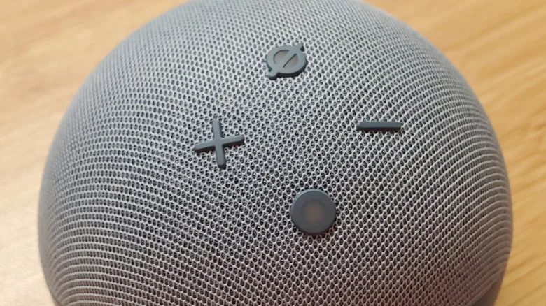 Close up to the buttons on an Alexa
